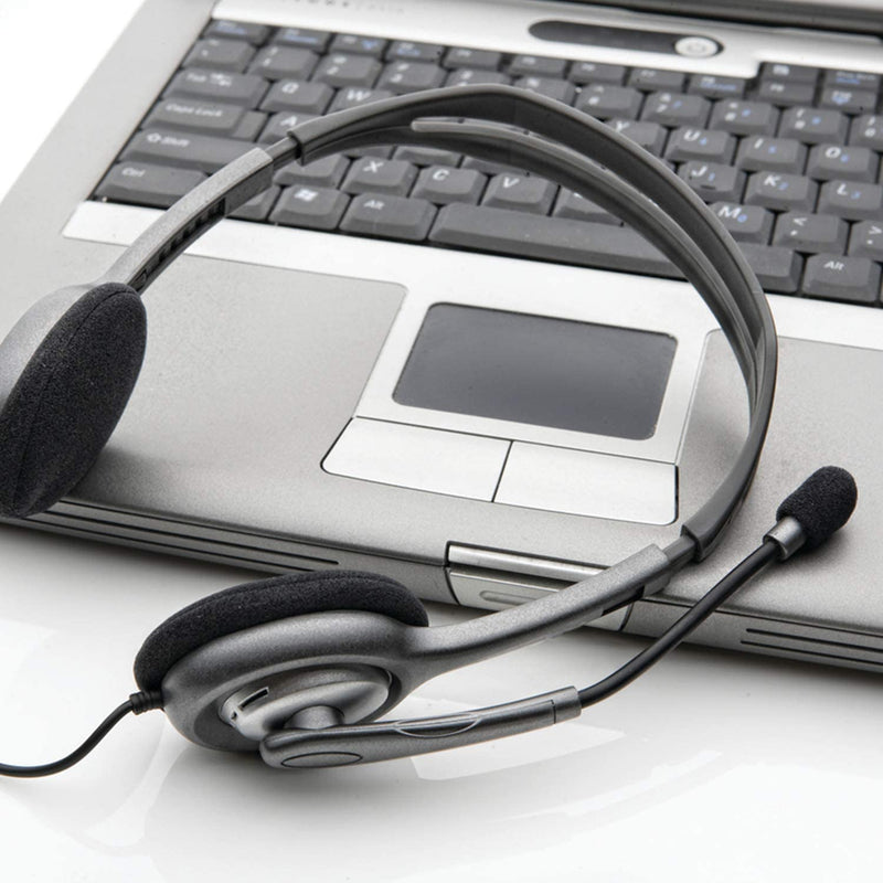 Logitech H111 Binaural Over-The-Head Stereo Headset, Black and Silver (981-000612)