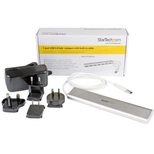 StarTech.com ST73007UA interface hub USB 3.2 Gen 1 (3.1 Gen 1) Type-A 5000 Mbit/s Silver, White