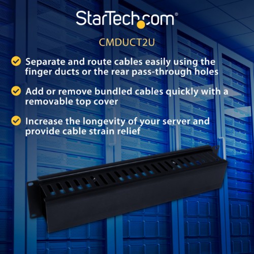 StarTech.com CMDUCT2U rack accessory Cable management panel