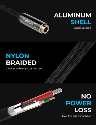 Sabrent CB-UA35 audio cable 3.5mm USB Type-A Black