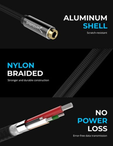 Sabrent CB-UC35 audio cable 3.5mm USB Type-A Black