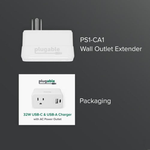 Plugable Technologies PS1-CA1 mobile device charger Universal White AC Fast charging Indoor