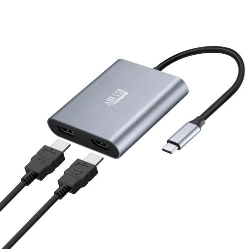 Adesso AUH-5020 video cable adapter 5.91" (0.15 m) USB Type-C 2 x HDMI Aluminum