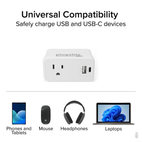 Plugable Technologies PS1-CA1 mobile device charger Universal White AC Fast charging Indoor