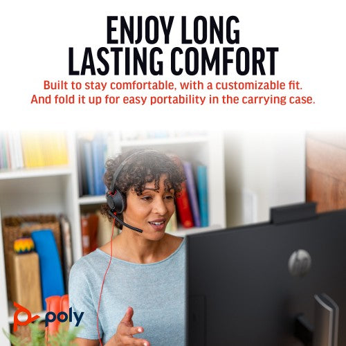 Poly Blackwire 5210 Monaural USB-C Headset +3.5mm Plug +USB-C/A Adapter