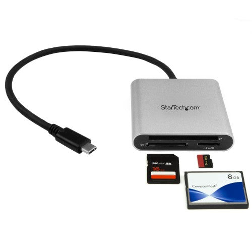 StarTech.com FCREADU3C card reader USB 3.2 Gen 1 (3.1 Gen 1) Type-C Black, Silver