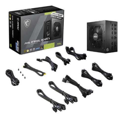 MSI MAG A750GL PCIE5 II power supply unit 750 W 20+4 pin ATX ATX Black