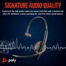 Poly Blackwire 3210 Monaural USB-C Headset +USB-C/A Adapter