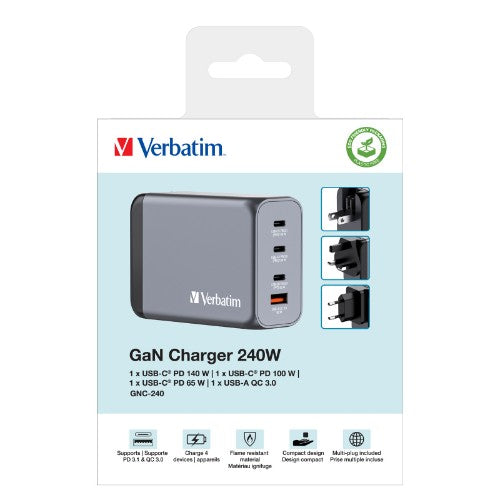 Verbatim GNC-240 Universal Black, Gray AC Fast charging Indoor