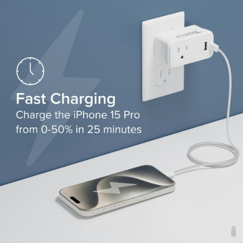 Plugable Technologies PS1-CA1 mobile device charger Universal White AC Fast charging Indoor