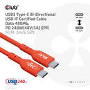 CLUB3D CAC-1573 USB cable USB 2.0 78.7" (2 m) USB C Red