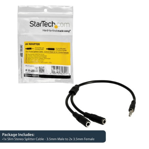 StarTech.com MUY1MFFS audio cable 7.87" (0.2 m) 3.5mm 2x3.5mm Black