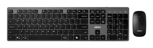 Adesso WKB-7300CB keyboard Mouse included Home/Office RF Wireless QWERTY US English Black, Gray