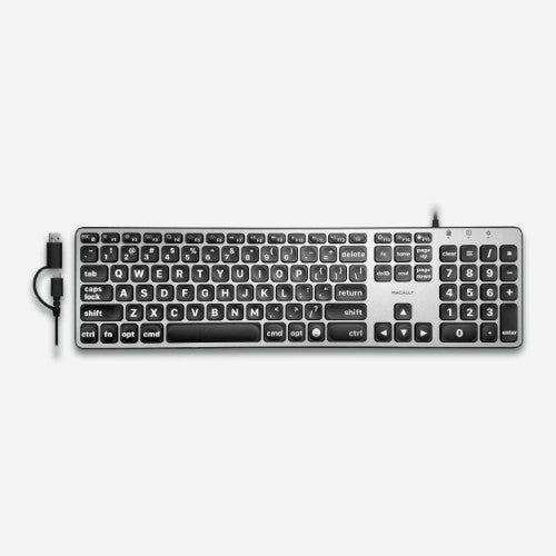 Macally UCABLZKEYLPSG keyboard Universal USB QWERTY English Black, Gray