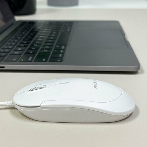 Macally UCDYNAMOUSEW mouse Universal Ambidextrous USB Type-C Optical 2400 DPI