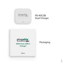 Plugable Technologies PS-40C2W mobile device charger Universal White AC Fast charging Indoor