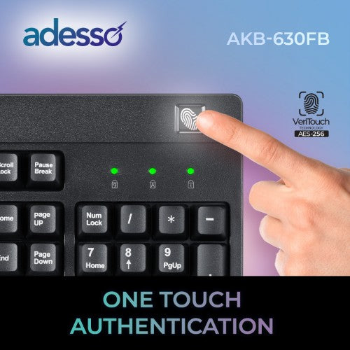 Adesso AKB-630FB-TAA keyboard Home/Office USB QWERTY US English Black