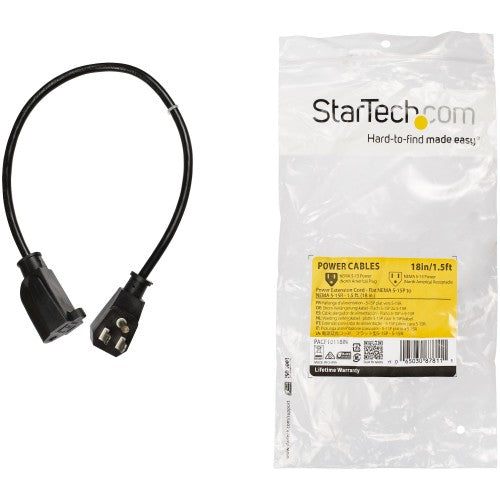 StarTech.com PACF10118IN power cable Black 19.7" (0.5 m) NEMA 5-15P NEMA 5-15R
