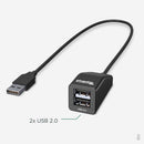 Plugable Technologies USB2-2PORT interface hub USB 2.0 480 Mbit/s Black