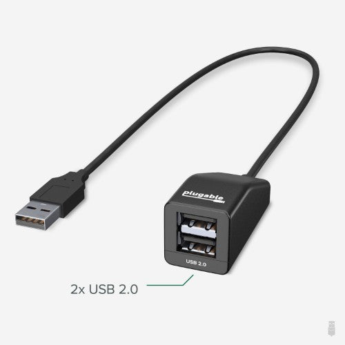 Plugable Technologies USB2-2PORT interface hub USB 2.0 480 Mbit/s Black