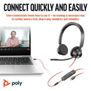 Poly Blackwire 3325 Stereo Microsoft Teams Certified USB-C Headset +3.5mm Plug +USB-C/A Adapter