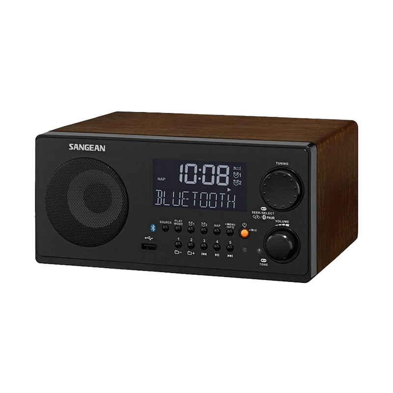 Sangean WR-22WL AM/FM-RDS/Bluetooth/USB Table-Top Digital Tuning Receiver (Dark Walnut)