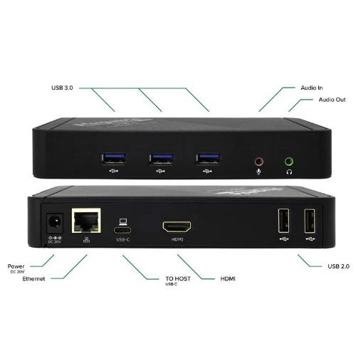 Plugable Technologies UD-CA1A laptop dock/port replicator Docking USB 3.2 Gen 1 (3.1 Gen 1) Type-C Black