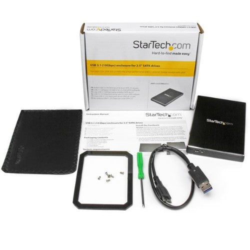 StarTech.com S251BMU313 storage drive enclosure HDD/SSD enclosure Black 2.5"