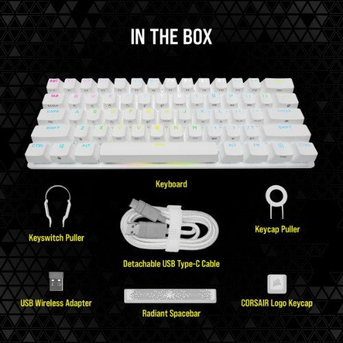 Corsair K70 PRO MINI keyboard Gaming USB + Bluetooth White
