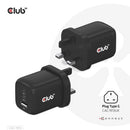 CLUB3D Travel Charger PPS 65Watt GAN technology, Triple port (2x USB Type-C + USB Type-A) Power Delivery(PD) 3.0 Support