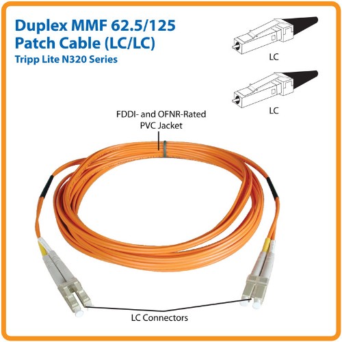 Tripp Lite N320-21M InfiniBand/fibre optic cable 826.8" (21 m) 2x LC OFNR Gray, Orange