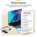 StarTech.com H5C4A-USB-HUB-2 interface hub USB 3.2 Gen 1 (3.1 Gen 1) Type-C 5000 Mbit/s Black