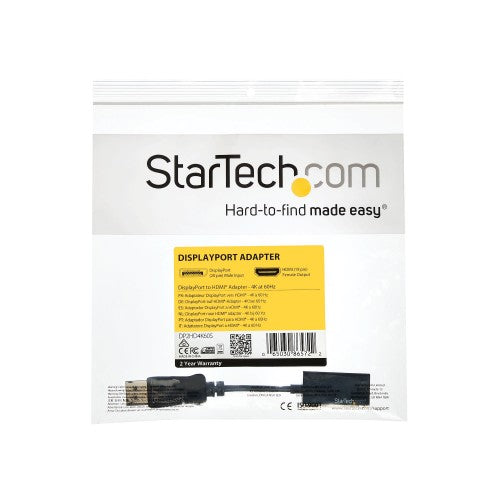 StarTech.com DP2HD4K60S video cable adapter 8.46" (0.215 m) DisplayPort HDMI Black