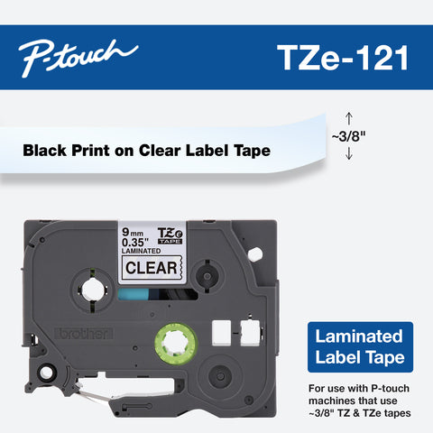 Brother TZE121G label-making tape Black on transparent TZe