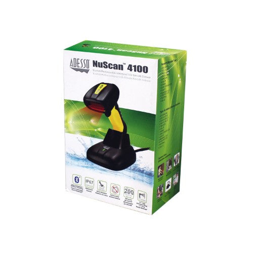 Adesso NuScan 4100B Handheld bar code reader 1D CCD Black, Yellow
