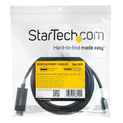 StarTech.com MDP2HDMM3MB video cable adapter 118.1" (3 m) Mini DisplayPort HDMI Black