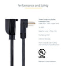 StarTech.com PAC101R1 power cable Black 11.8" (0.3 m) NEMA 5-15P NEMA 5-15R