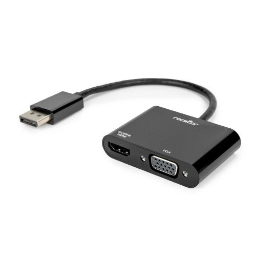 Rocstor Y10A295-B1 video cable adapter DisplayPort HDMI + VGA (D-Sub) Black