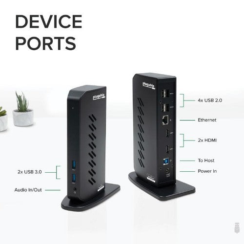 Plugable Technologies UD-3900Z laptop dock/port replicator Docking USB 3.2 Gen 1 (3.1 Gen 1) Type-C Black