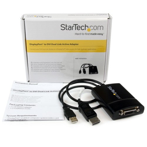 StarTech.com DP2DVID2 video cable adapter 14.6" (0.37 m) DisplayPort DVI-D Black