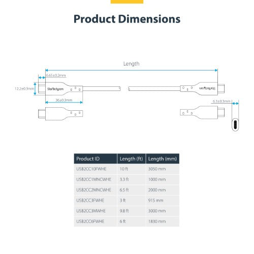 StarTech.com USB2CC1MNCWHE USB cable USB 2.0 39.4" (1 m) USB C White