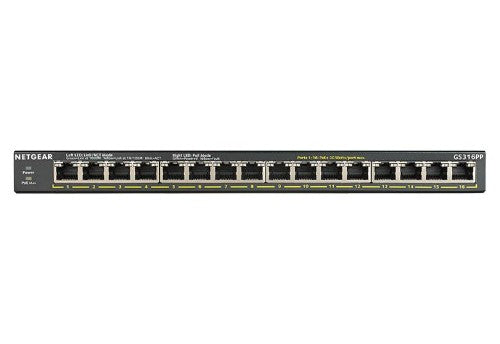 NETGEAR GS316PP Unmanaged Gigabit Ethernet (10/100/1000) Power over Ethernet (PoE) Black
