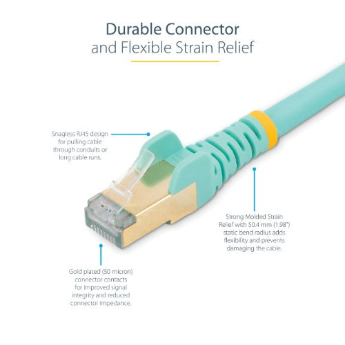StarTech.com C6ASPAT35AQ networking cable Aqua color 358.3" (9.1 m) Cat6a