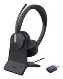 Yealink WH64 Hybird Dual with Charging Stand Teams Headset Wireless Head-band Office/Call center USB Type-C Bluetooth Black