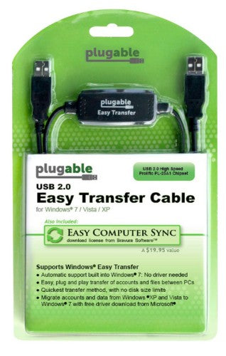 Plugable Technologies USB-EASY-TRAN USB cable 70.9" (1.8 m) USB A Black