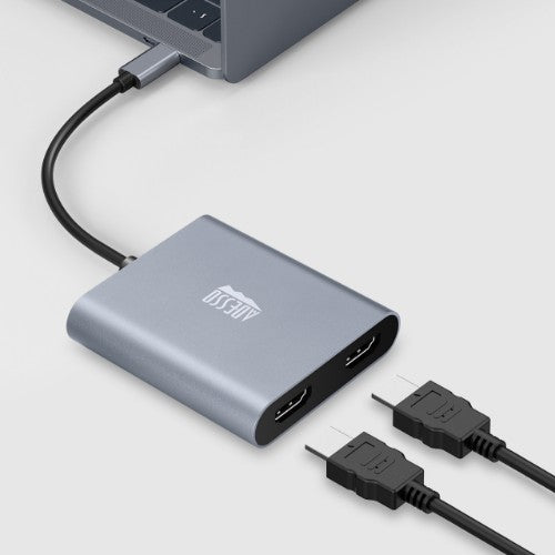 Adesso AUH-5020 video cable adapter 5.91" (0.15 m) USB Type-C 2 x HDMI Aluminum