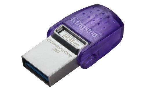 Kingston Technology DataTraveler microDuo 3C USB flash drive 128 GB USB Type-A / USB Type-C 3.2 Gen 1 (3.1 Gen 1) Stainless steel, Purple