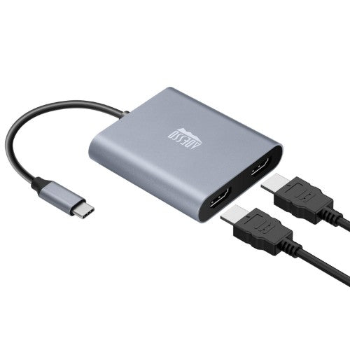 Adesso AUH-5020 video cable adapter 5.91" (0.15 m) USB Type-C 2 x HDMI Aluminum