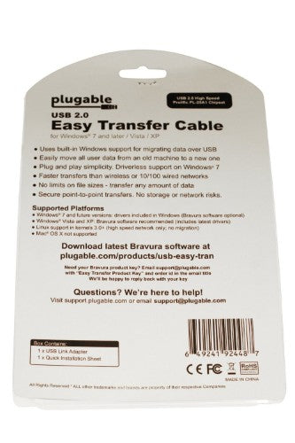 Plugable Technologies USB-EASY-TRAN USB cable 70.9" (1.8 m) USB A Black