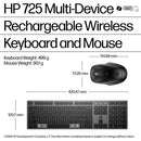 HP 725 Multi-Device Rechargeable Wireless Keyboard and Mouse Combo